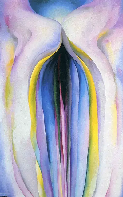 Gray Line with Black, Blue and Yellow Georgia O'Keeffe